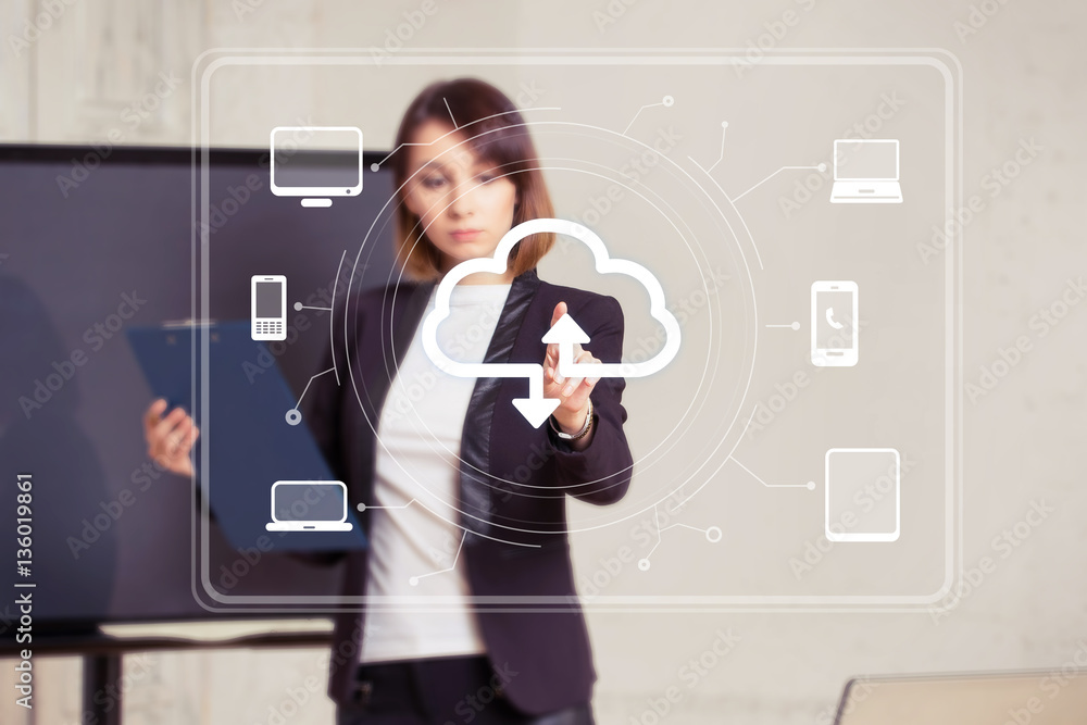Poster business button cloud computing computer network web