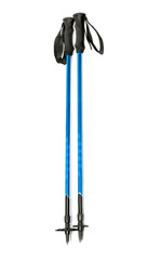 blue trekking or ski poles isolated with shadow