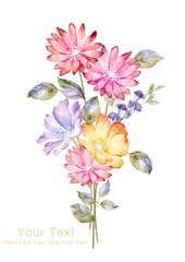 watercolor illustration flowers in simple background - 136021437