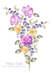 watercolor illustration flowers in simple background - 136021495