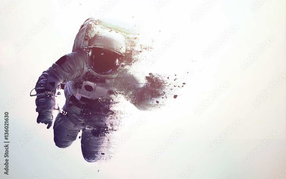 Wall mural astronaut in outer space modern minimalistic art. dualtone, anaglyph. elements of this image furnish