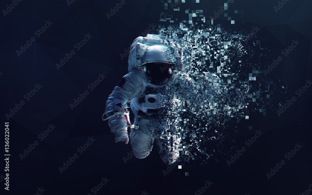 Wall mural astronaut in outer space modern minimalistic art. dualtone, anaglyph. elements of this image furnish