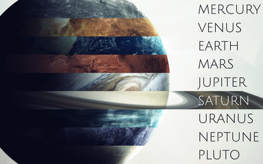 All solar system planets in one. Modern minimalistic art. Elements of this image furnished by NASA