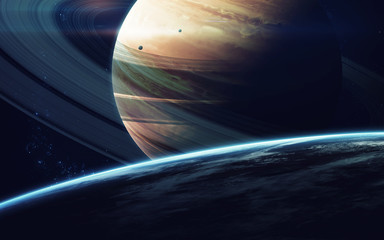 Gas giant planet. Beauty of deep space. Billions of galaxies in the universe. Elements of this...