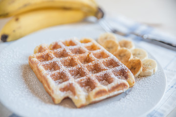 Waffeln mit Banane 