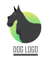 Scotch terrier Dog Logo on White Background