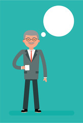 Boss holds a Cup of coffee and dreams.  Cartoon vector flat-style illustration