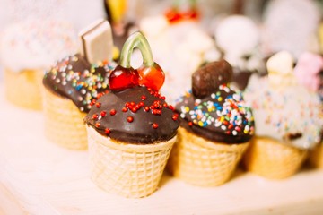 Decorated ice cream like chocolate cookies