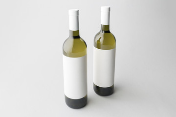 Wine bottles on a gray background