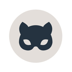 Icono plano mascara de gato en circulo gris