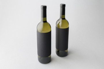 Wine bottles on a gray background