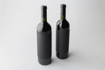 Wine bottles on a gray background
