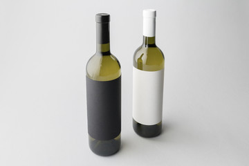 Wine bottles on a gray background