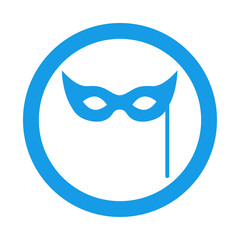  Icono plano mascara de carnaval en circulo color azul