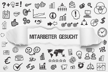 Mitarbeiter gesucht / weißes Papier mit Symbole
