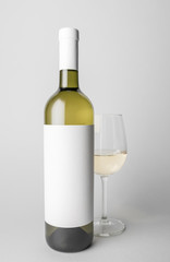 Front view of the wine bottle and wine glass