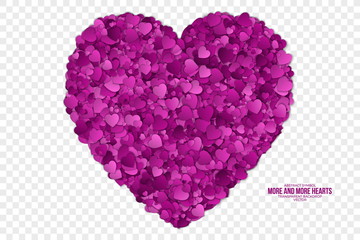 Abstract Vector 3d Hearts on Transparent Backdrop. Valentine's Day illustration
