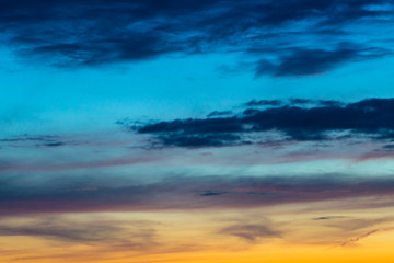 Fototapeta na wymiar Dramatic colorful cloudscape in the evening sun
