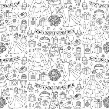 Quinceanera Seamless Pattern