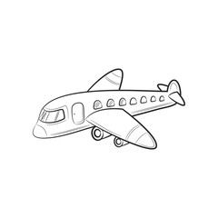 Hand draw sketch Transportation Travel icons plane. Vector illustration