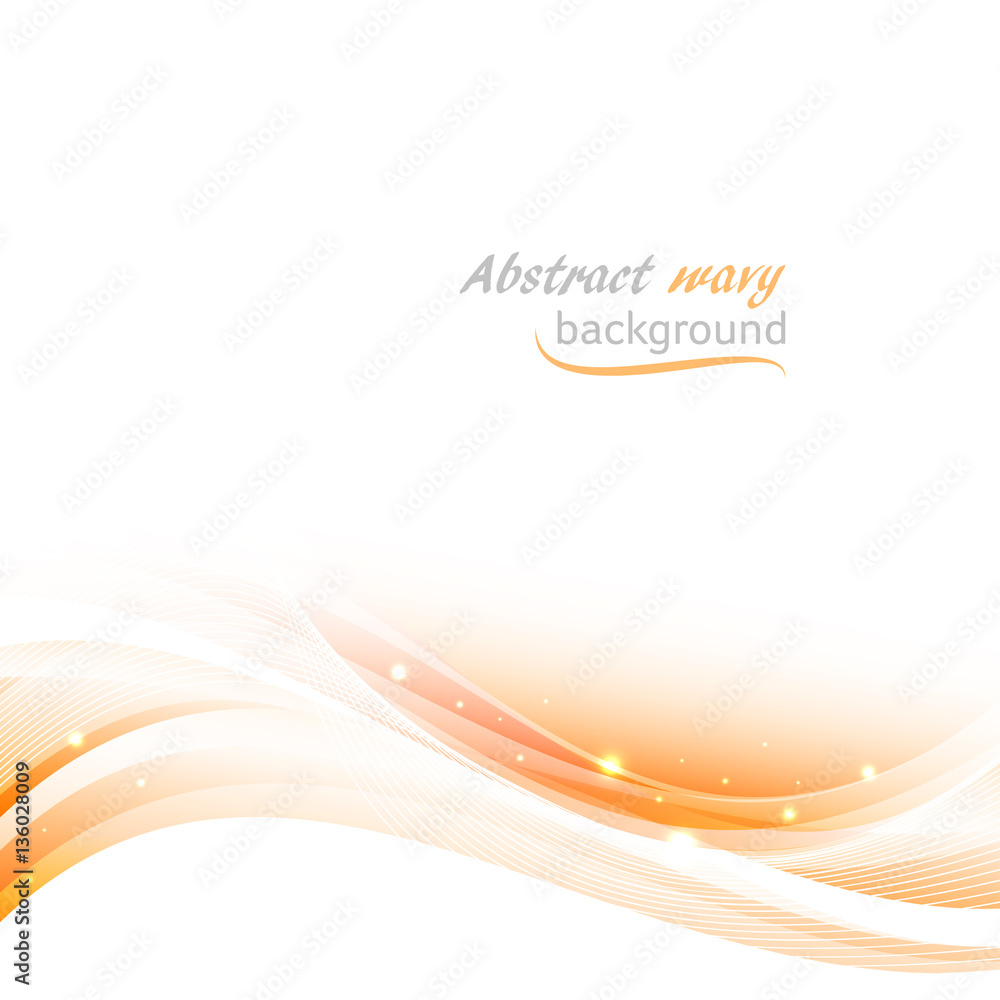Poster abstract vector background with orange wavy pattern and place for your text.