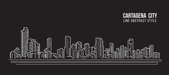 Cityscape Building Line art Vector Illustration design - Cartagena city