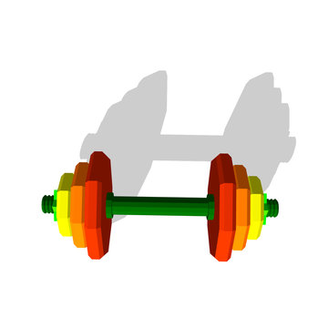 Polygonal dumbbell.3d Vector colorful illustration.Top view.
