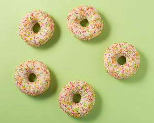 donuts on green background
