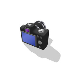 Photo camera. Isolated on white. 3d Vector illustration.