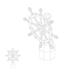 Polygonal ship helm. Isolated on white background.Vector outline