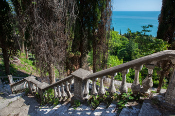 Architecture stone stair down to the sea