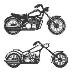 Set of motorcycle icons isolated on white background. Design ele