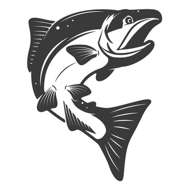 Salmon icon isolated on white background. Seafood. Design elemen