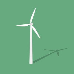 Wind turbin. Isolated on green background. Vector illustration.