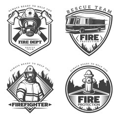Vintage Firefighting Emblems Set