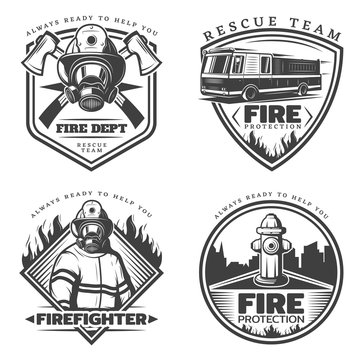 Vintage Firefighting Emblems Set