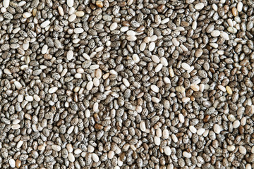 Healthy chia seeds background. Close-up, horizontal, top view