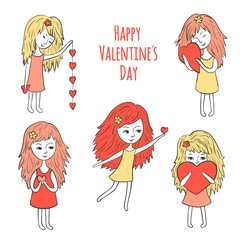 Cute girls with hearts