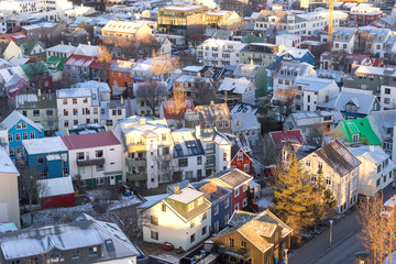 Obraz premium View of Reykjavik from the top of the Hallgrimskirkja Cathedral