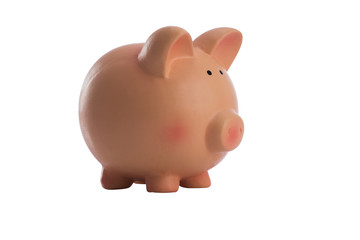 Pink piggy bank isolated on white