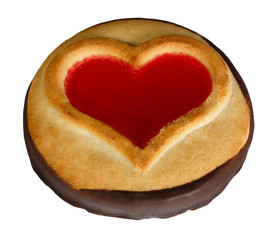 Cookies with glaze heart-shaped symbol
