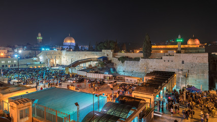 Fototapeta na wymiar Night view of Jerusalem Old City, Israel.
