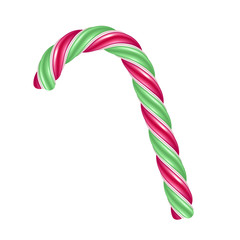 Candy cane with red and green stripes.