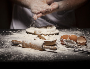 Baker prepares bread.