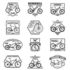 Set of vector logos of different Cycling club.