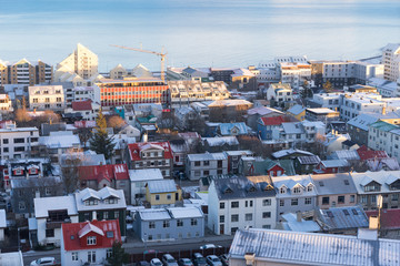 Fototapeta premium View of Reykjavik from the top of the Hallgrimskirkja Cathedral