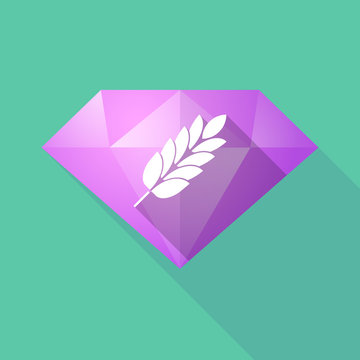 Long shadow  diamond with  a wheat plant icon