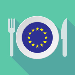Long shadow tableware with  the EU flag stars