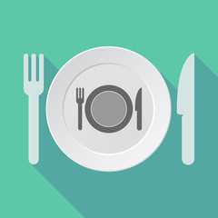 Long shadow tableware with  a dish, knife and a fork icon