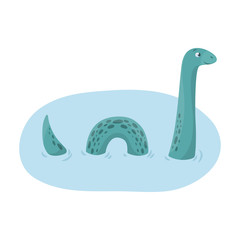 Loch Ness monster icon in cartoon style isolated on white background. Scotland country symbol stock vector illustration. - 136032879